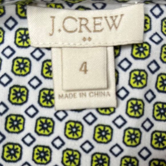 J.CREW Tank Top Ruffle Blouse Womens White Green Printed Sleeveless Size 4 - Picture 7 of 9